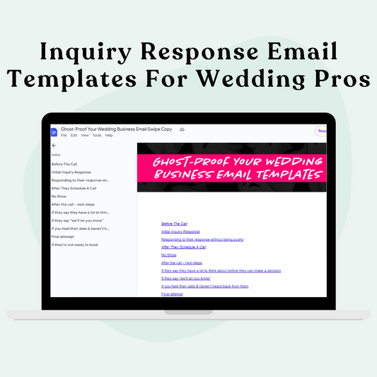 Inquiry Response Email Templates For Wedding Pros Preview